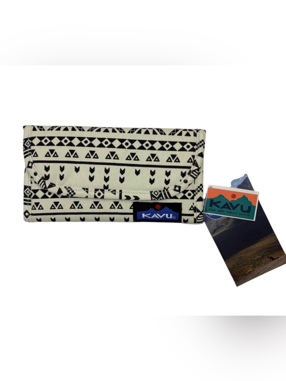 KAVU Big Spender Wallet Geometric Print Canvas Snap Closure NWT